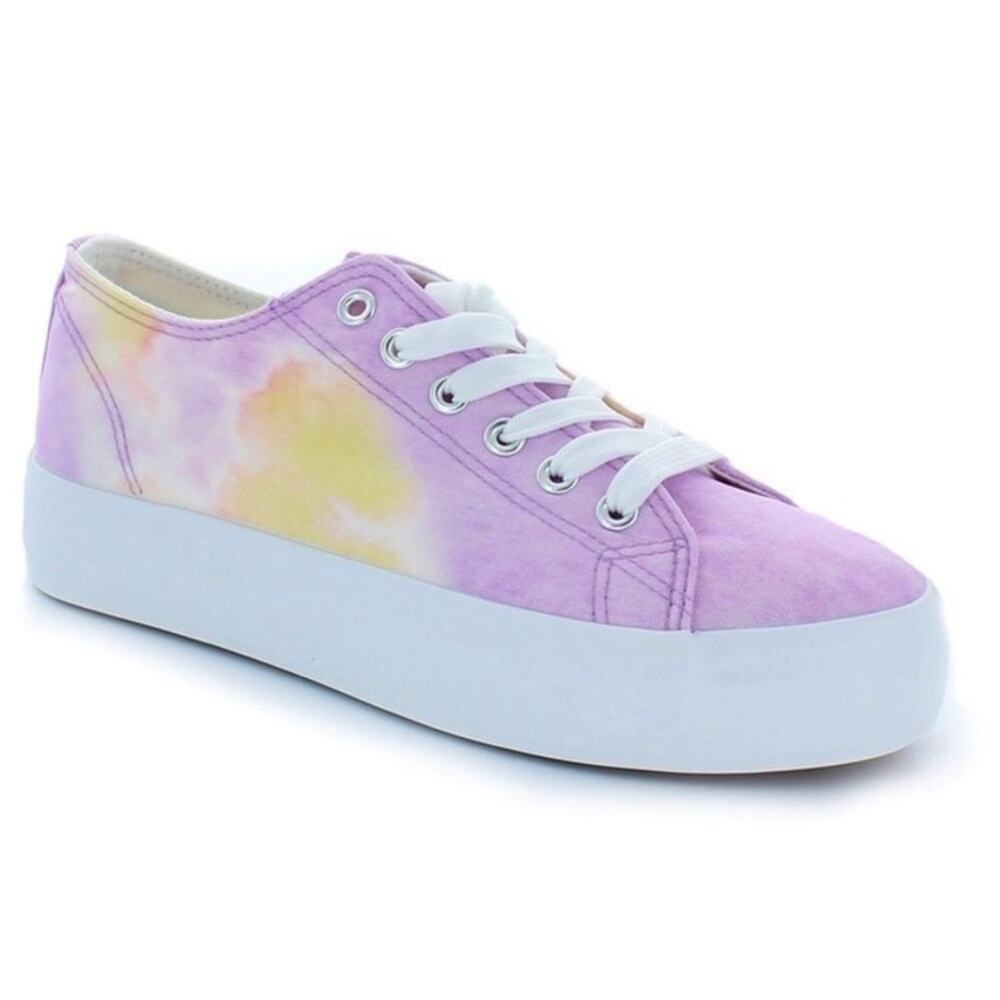 Restricted Tie-Dye Hippie Platform Sneakers Purple Yellow White Canvas Size 8.5